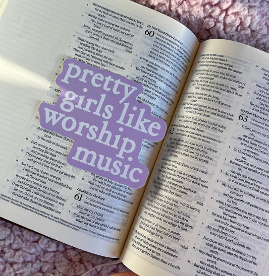 Pretty Girls Like Worship Music Sticker - Purple & White